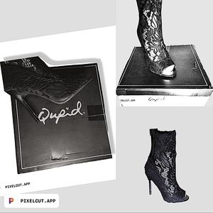 Qupid black lace ankle booties